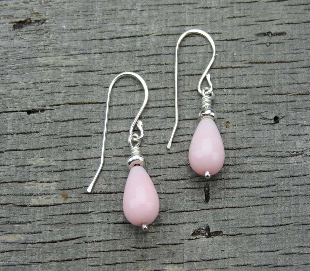 Dew Drop Pink Opal Earrings D